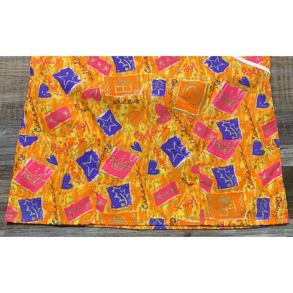 Jasco Uniform Womens Size M V-Neck Scrub Top Vibrant Holiday Geometric French - Picture 8 of 16